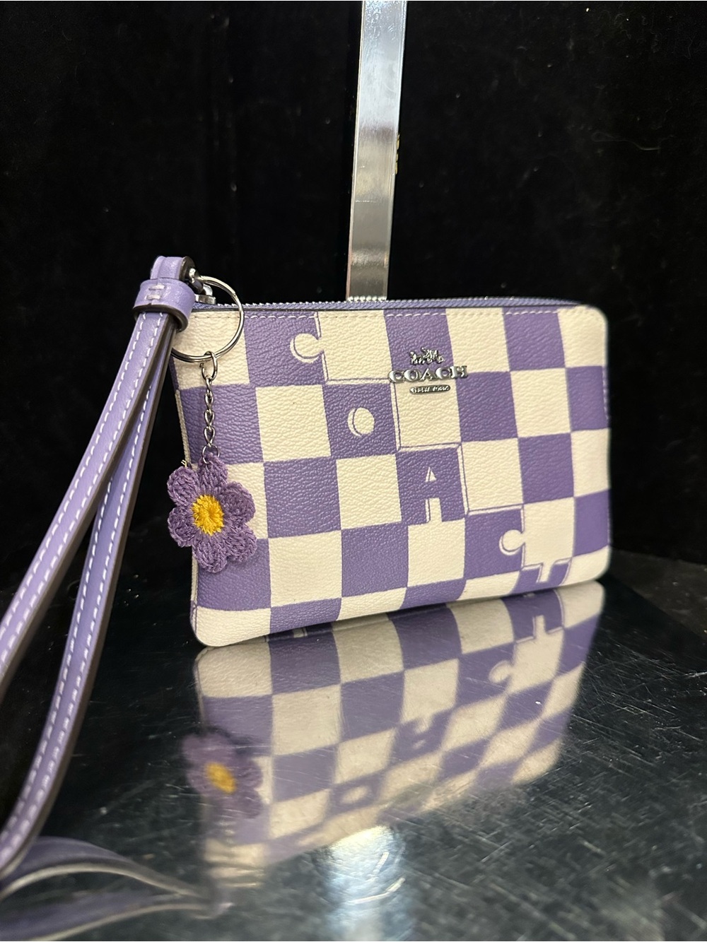 Coach #268 Corner Zip Wristlet Checkerboard print